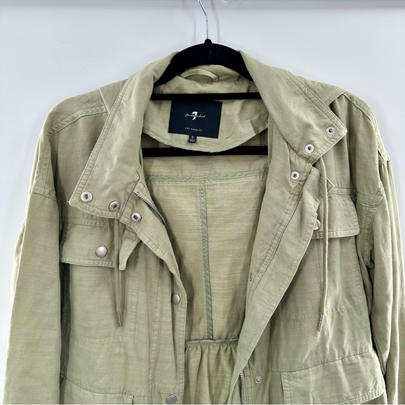 7 For All Mankind Green Hooded Parka Utility Zip Up Long Trench Jacket - Picture 3 of 8